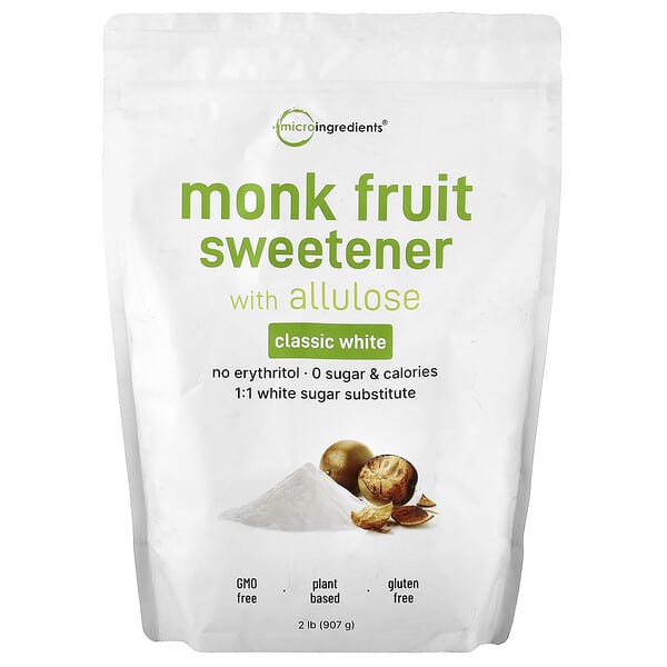 Micro Ingredients, Monk Fruit Sweetener with Allulose, Classic White, 2 lb (907 g)