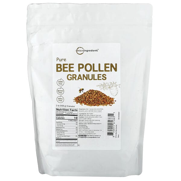 Micro Ingredients, Granulés de pollen d'abeille pur, 908 g
