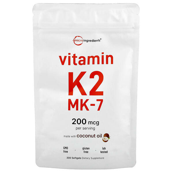 Micro Ingredients, 維生素 K2 MK-7，200 微克，300 粒軟膠囊