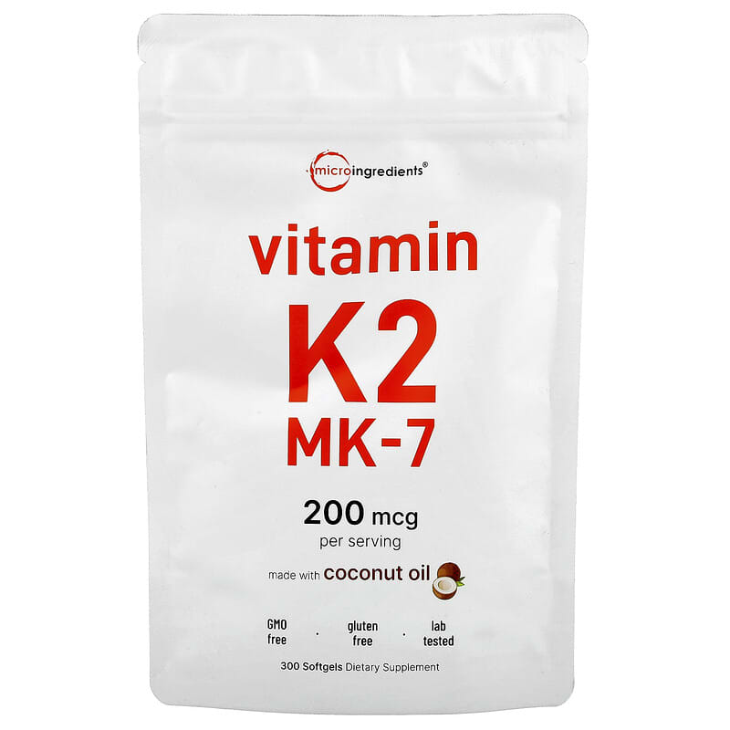 ビタミンK2、MK-7（メナキノン-7）、200mcg、ソフトジェル300粒