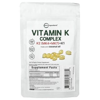 Micro Ingredients, Komplex vitamínu K, 360 mäkkých kapsúl