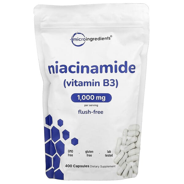 Micro Ingredients, Niacinamide (Vitamin B3), 400 Capsules (500 mg per Capsule) — product photo 1