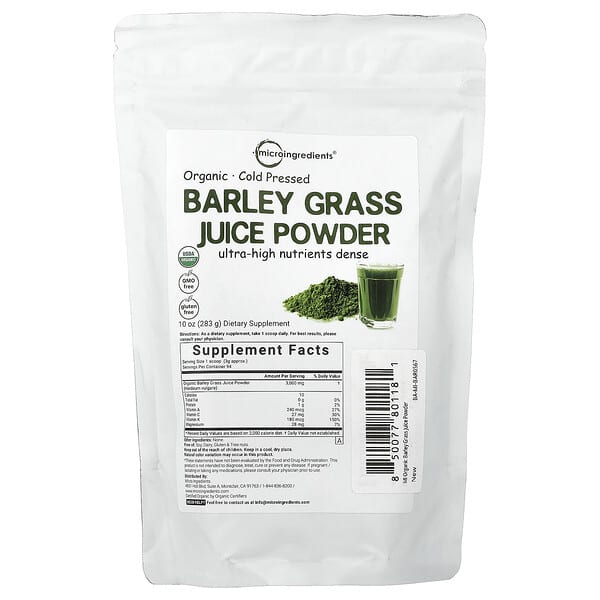 Micro Ingredients, Organic Barley Grass Juice Powder, 10 oz (283 g) — product photo 1