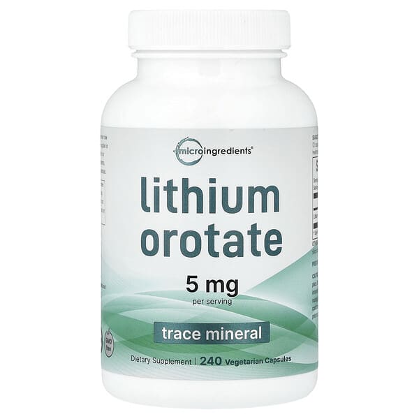Micro Ingredients, 리튬 오로테이트, 베지 캡슐 240정(캡슐 1정당 2.5mg)