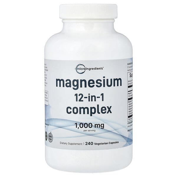 Micro Ingredients, Magnesium 12-in-1 Complex, 240 Vegetarian Capsules (500 mg per Capsule)