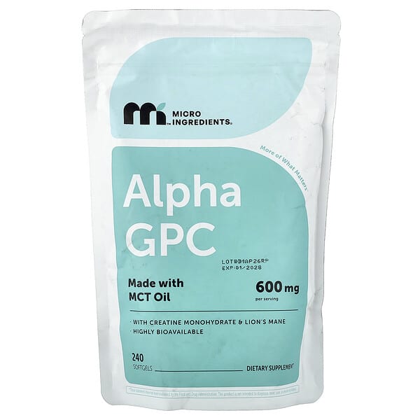 Micro Ingredients, Alpha GPC, 240 Yumuşak Kapsül