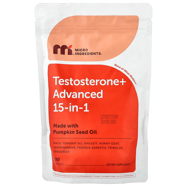 Micro Ingredients, Testosteron+ Lanjutan 15-dalam-1, 240 Kapsul Lembut