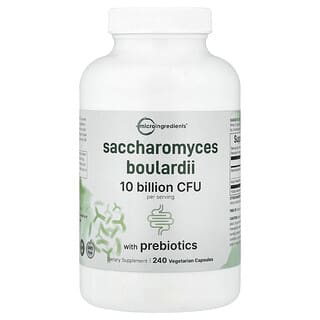 Micro Ingredients, Saccharomyces boulardii con prebióticos, 240 cápsulas vegetales