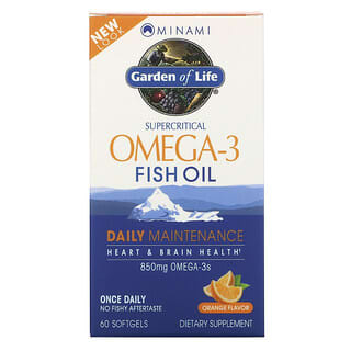 Minami Nutrition, Garden of Life, сверхкритический рыбий жир с омега-3, апельсин, 60 капсул