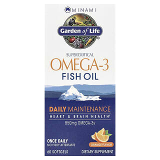 Minami Nutrition, Garden of Life, Minyak Ikan Omega 3 Superkritis, Jeruk, 850 mg, 60 Kapsul Gel Lunak