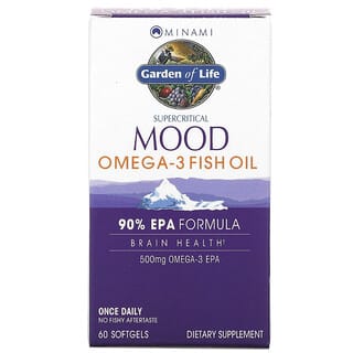 Minami Nutrition, Aceite de pescado con Omega-3 y supercríticos para el estado de ánimo, 500 mg, 60 geles blandos