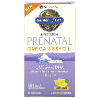 Minami Nutrition, Supercritical Prenatal, рыбий жир омега-3 со вкусом лимона, 60 мягких желатиновых капсул