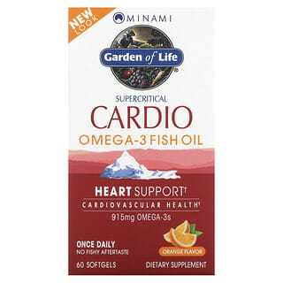 Minami Nutrition, Cardio supercritique, Huile de poisson oméga-3, Arôme orange, 915 mg, 60 capsules à enveloppe molle
