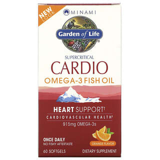 Minami Nutrition, Supercritical Cardio, рыбий жир с омега-3, апельсиновый вкус, 915 мг, 60 капсул