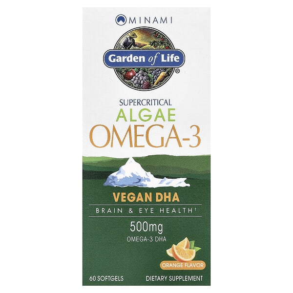 Minami Nutrition, Garden of Life®, 해조류 오메가3, 오렌지맛, 소프트젤 60정