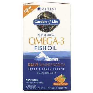 Minami Nutrition, Supercritical Omega-3 Fish Oil, Orange , 850 mg, 2 Bottles, 60 Softgels Each