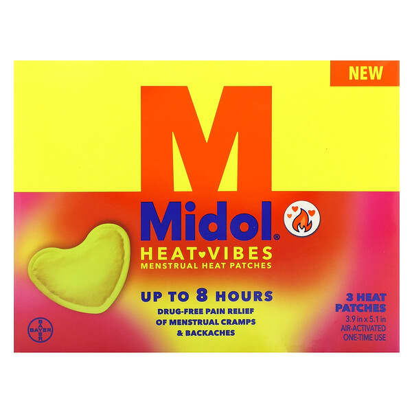 Midol, แผ่นแปะลดความร้อนสำหรับใช้ประจำเดือน แผ่นแปะร้อน 3 แผ่น