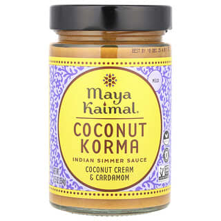 Maya Kaimal, Noix de coco Korma, Sauce indienne pour mijoter, Douce, Crème de noix de coco et cardamome, 354 g