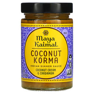 Maya Kaimal, Noix de coco Korma, Sauce indienne pour mijoter, Douce, Crème de noix de coco et cardamome, 354 g