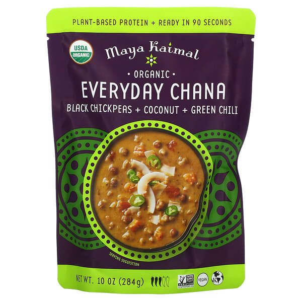 Maya Kaimal, Organic Everyday Chana, Black Chickpeas + Coconut + Green Chili, 10 oz (284 g)