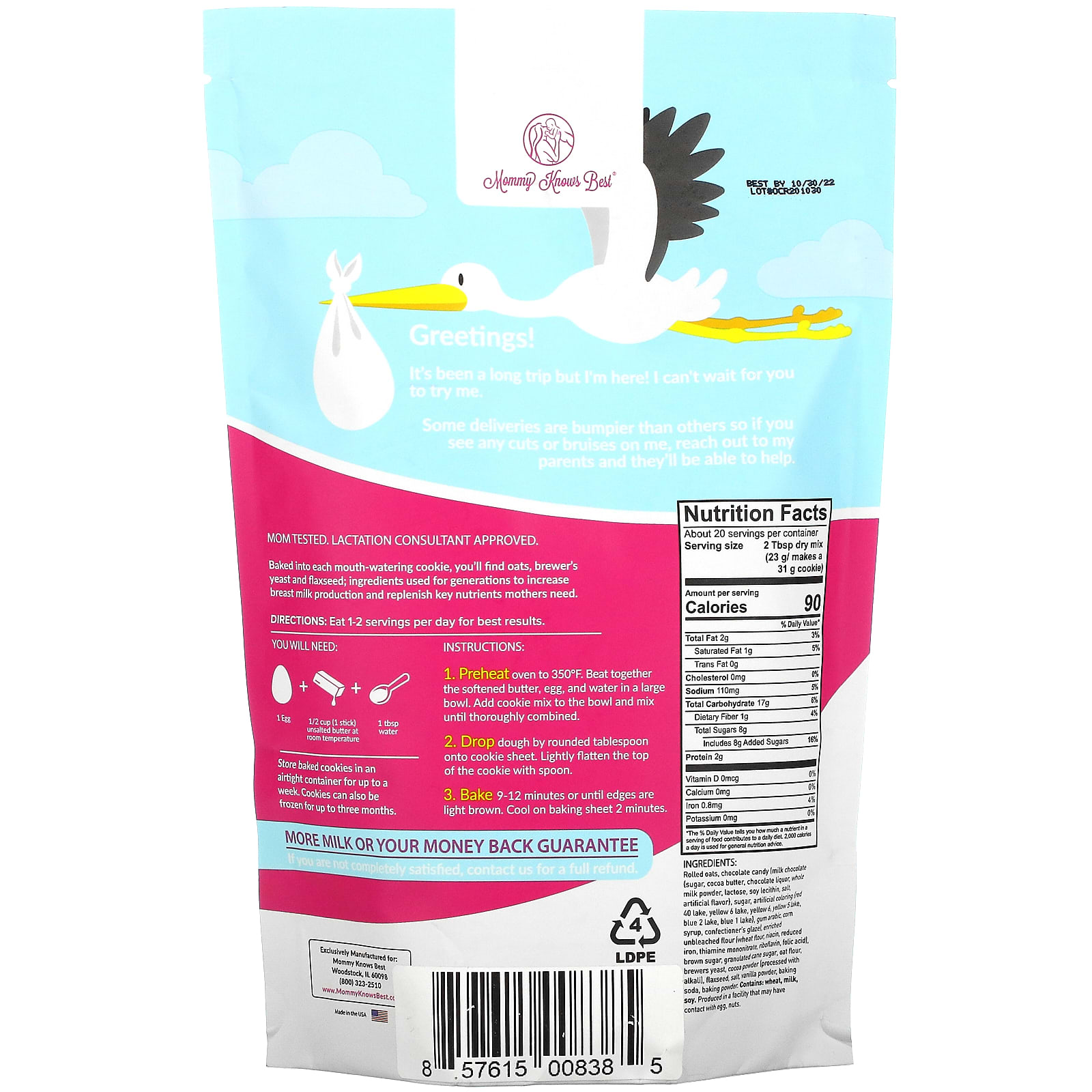 Mommy Knows Best, Lactation Cookie Mix, Oatmeal Chocolate Rainbow Candy