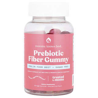 Mommy Knows Best‏, Prebiotic Fiber Gummy, Assorted Fruit, 60 Vegan Gummies