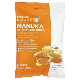 Manuka Doctor, Gotas Cheias de Mel de Manuka com Gengibre e Vitamina C, 30 Gotas