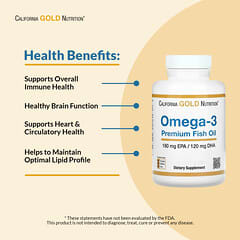 California Gold Nutrition, омега-3, рыбий жир премиального качества, 180 мг ЭПК / 120 мг ДГК, 100 капсул из рыбьего желатина