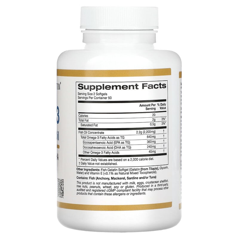 Omega-3 Premium Fish Oil, 100 Fish Gelatin Softgels