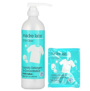 Madre Labs, Laundry Detergent, 3x Concentrate, Fresh Cotton, 1 Pouch + Reusable Bottle, 4 fl oz (118 ml)
