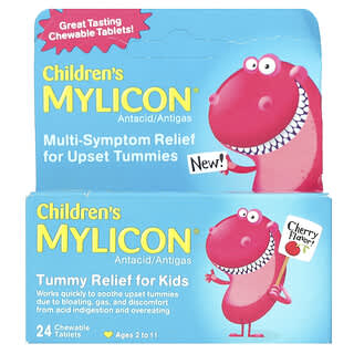 Children's Mylicon, средство для облегчения живота для детей, возраст 2–11 лет, вишня`` 24 жевательные таблетки