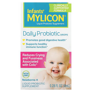 Mylicon‏, "מיליקון לתינוקות, טיפות פרוביוטיקה יומיות, לילודים+, 0.28 אונקיות נוזל (8 מ""ל)"