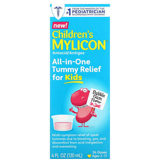 Children's Mylicon, Alivio abdominal todo en uno para niños, de 2 a 11 años, Goma de mascar, 120 ml (4 oz. Líq.)
