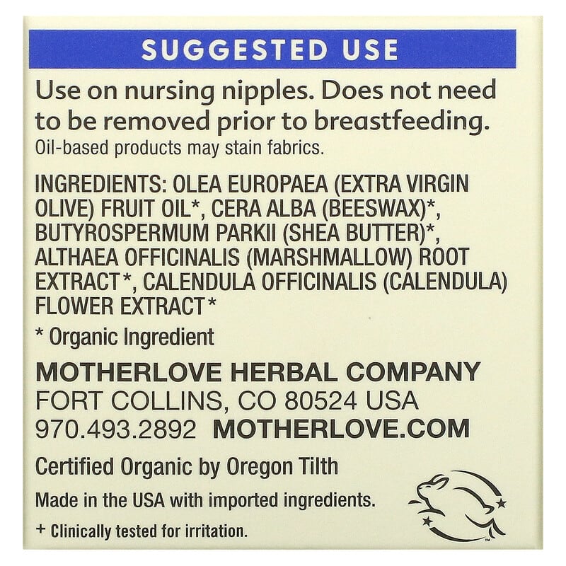 Motherlove Nipple Cream (1 oz) Organic Lanolin-Free Nipple Cream for  Breastfeeding—Benefits Nursing & Pumping Moms