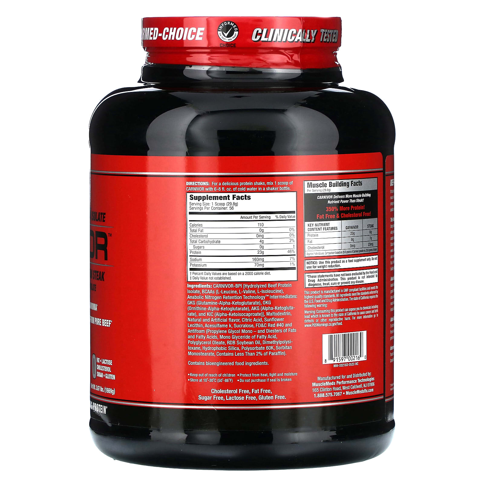 MuscleMeds, Carnívoro, Isolado de Proteína de Bovino Produzido por Bioengenharia, Ponche de Frutas, 3,67 lbs (1.669 g)