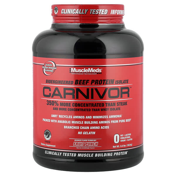 MuscleMeds, Carnivor, Bioengineered Beef Protein Isolate, Fruit Punch, 3.67 lbs (1,669 g) — product photo 1