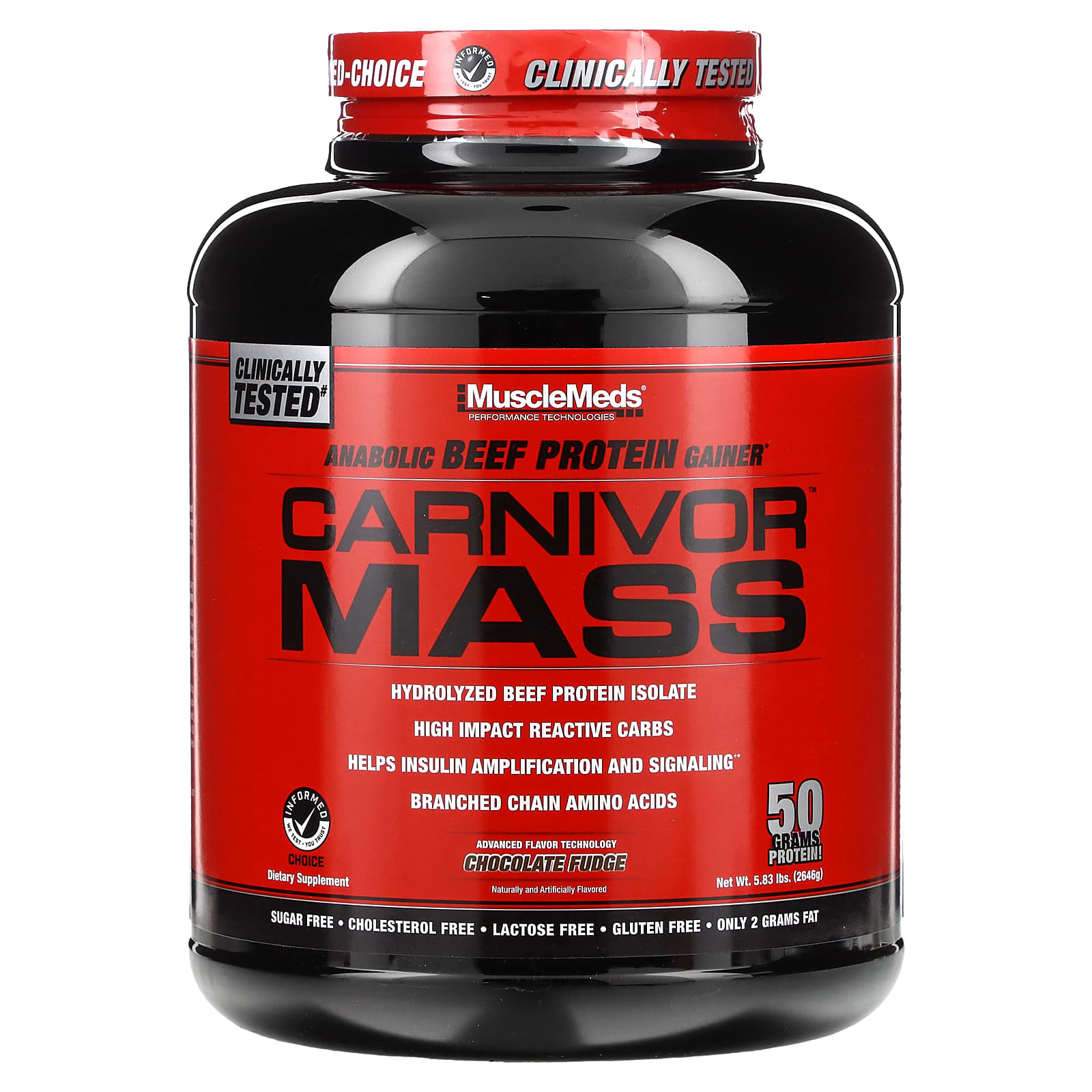 Musclemeds Carnivor Mass Anabolic Beef Protein Gainer Chocolate Fudge 583 Lbs 2646 G 0977