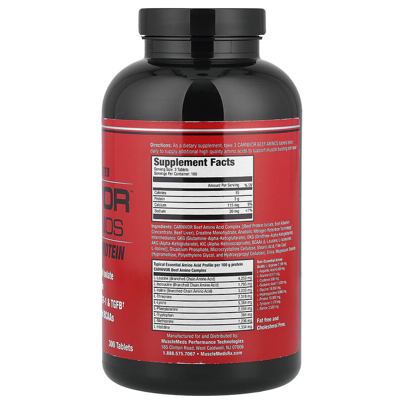 l-carnitine mg per 100g beef Carnivor Aminos, 100% Pure Beef Protein, 300 Tablets DiHexa - penguin peptides Size:2 oz / 56 g ceramide complex cream