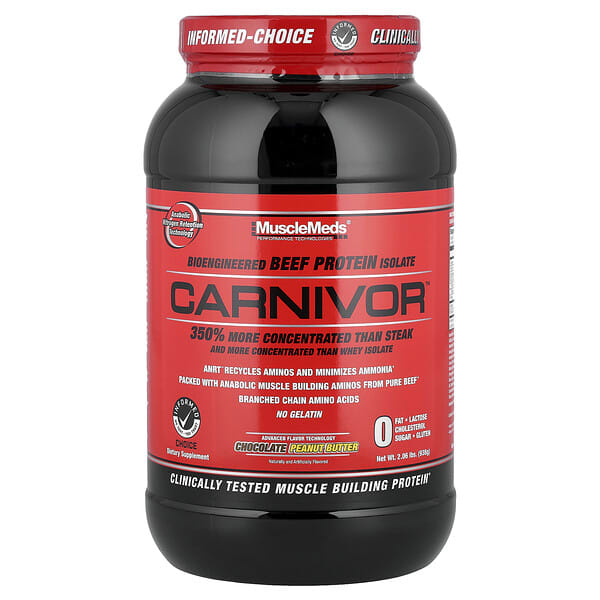 MuscleMeds, Carnivor, Bioengineered Beef Protein Isolate, Chocolate Peanut Butter, 2.06 lbs (938 g) — product photo 1