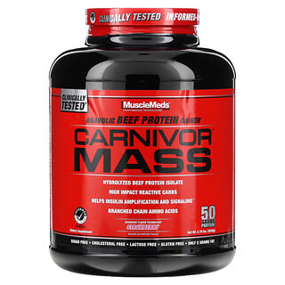 MuscleMeds, Carnivor Mass，合成代谢牛肉蛋白质增重剂，草莓味，5.83 磅（2,698 克）