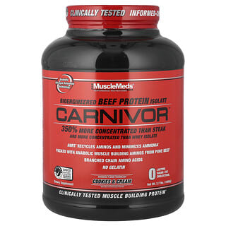 MuscleMeds, Carnivor，生物工程分離牛肉蛋白質，曲奇和奶油味，3.7 磅（1680 克）