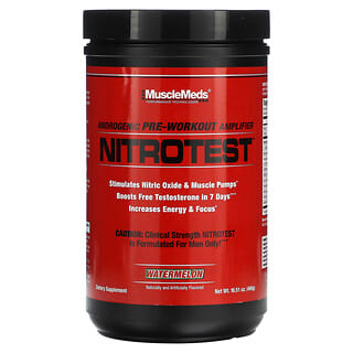 MuscleMeds, Nitrotest，雄性荷尔蒙锻炼前强化剂，西瓜味，16.51 盎司（468 克）
