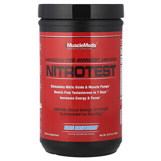 MuscleMeds‏, Nitrotest, מגבר אנדרוגני לפני אימון, בטעם פטל כחול, 474 גרם (16.72 אונקיות)