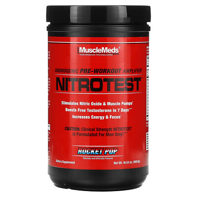 MuscleMeds, Nitrotest, Male Hormone Pre-Workout Booster, Rocket Pop, 16.53 oz (468.6 g)