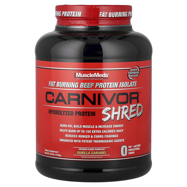 MuscleMeds Carnivor™ Shred, Hydrolyzed Protein, Vanilla Caramel, 3.8 lbs (1,736 g)