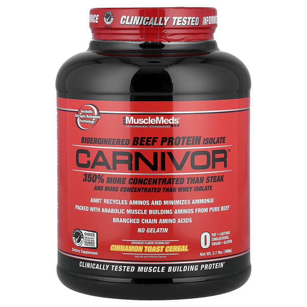 MuscleMeds, Carnivor, Bioengineered Beef Protein Isolate, Cinnamon Toast Cereal, 3.7 lbs (1,680 g) — product photo 1