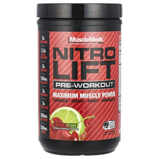 MuscleMeds, Preentrenamiento Nitro Lift™, Cereza y lima, 518 g (1,14 lb)
