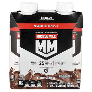 Muscle Milk‏, Genuine, Protein Shake, Chocolate, 4 Cartons, 11 fl oz (330 ml) Each