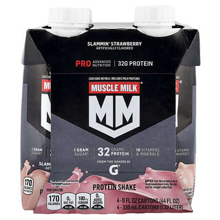 Muscle Milk‏, Pro Advanced Nutrition, Protein Shake, Slammin' Strawberry, 4 Cartons, 11 fl oz (330 ml) Each
