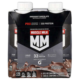 Muscle Milk, Pro Advanced Nutrition, Protein Shake, Knockout Chocolate, 4 Cartons, 11 fl oz (330 ml) Each